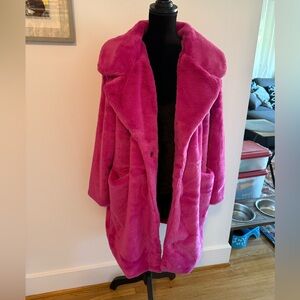 Women's Pink Faux Fur Coat